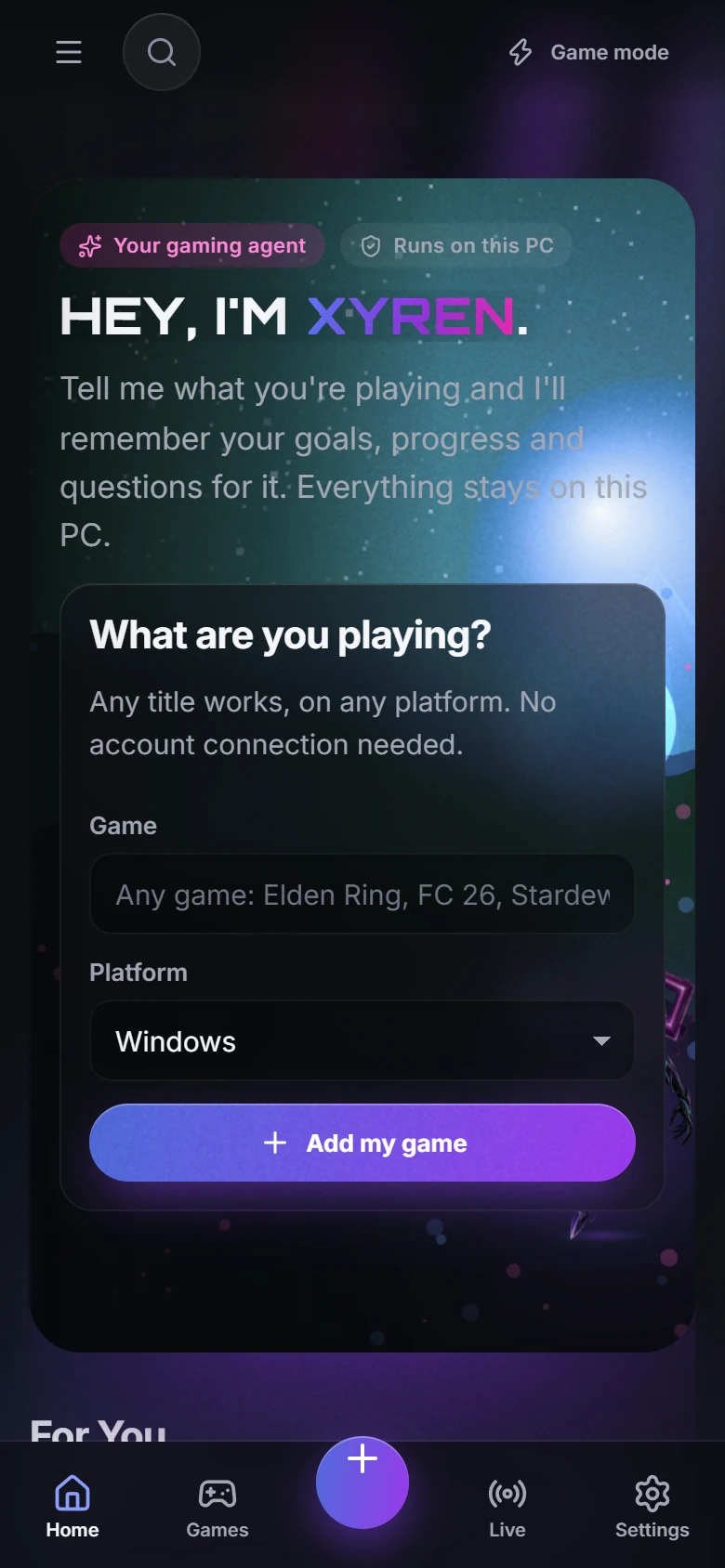 CxS app screen