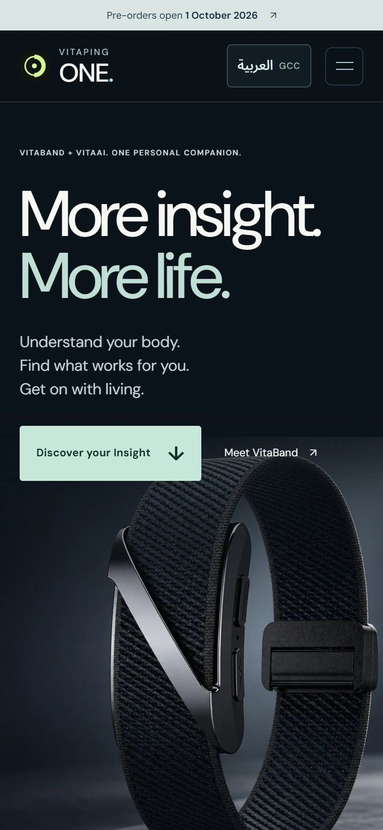 VitaPing ONE app screen